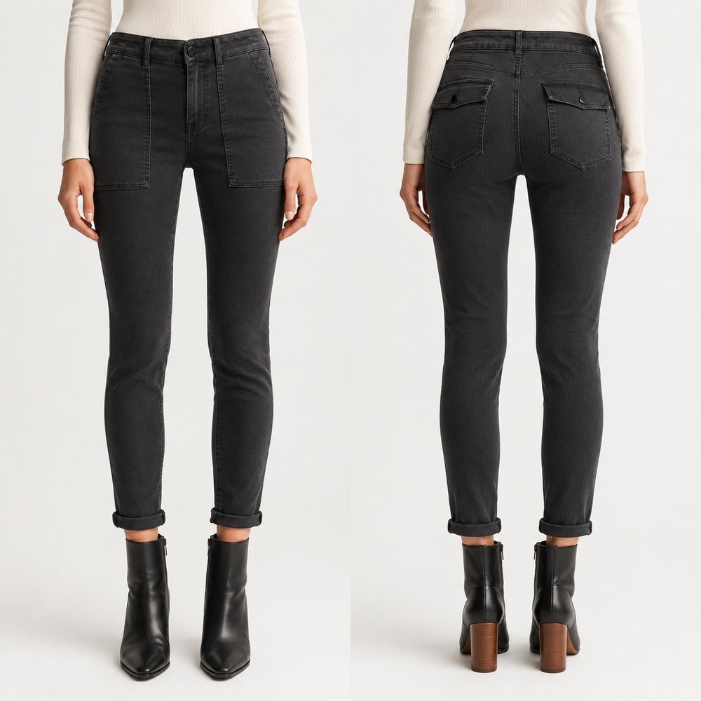 THE GREAT Skinny Armies in‎ Washed Black Skinny Cropped Women's Size 24